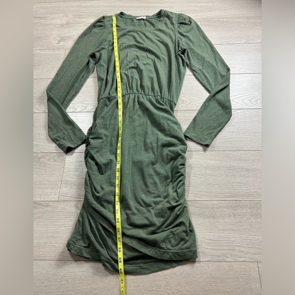 Anthropologie Sundry Shirred Green Long Sleeve Dress - Picture 10 of 12